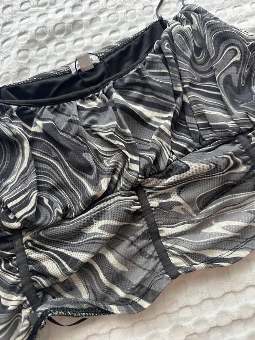 Garage Swirl Corset Style Mesh Crop Top - Picture 3 of 6